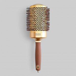 Olivia Garden Expert Blowout Shine Wavy Bristles Gold & Brown 65 - термобрашинг для волос золотой, 65 мм.