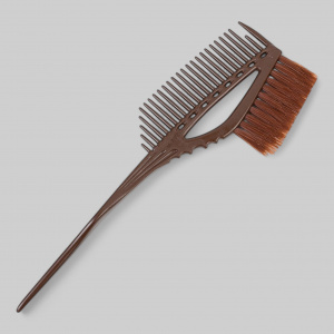 Кисть-расческа для окрашивания с хвостиком с мягкой щетиной, пластиковая, длина 230мм, шоколадная