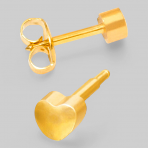 Серьги для прокола СЕРДЦЕ  MIDI с позолотой