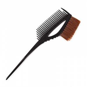 TINT COMB&BRUSH BLACK - Кисть-расческа для окрашивания с хвостиком с мягкой щетиной, пластиковая, длина 230мм, черная
