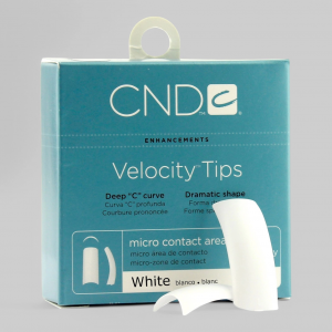 "VELOCITY WHITE TIPS №9" - Типсы с глубоким "С" изгибом и укороченной контактной зоной, белые, №9, 50шт.
