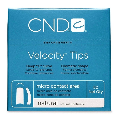 "VELOCITY TIPS №5" - Типсы с глубоким "С" изгибом и укороченной контактной зоной, натурального цвета, №5, 50шт.