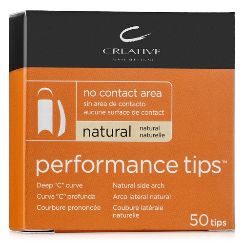 "PERFORMANCE TIPS №5" - Типсы без контактной зоны, не требующие длительного подпиливания, натурального цвета, №5, 50шт.