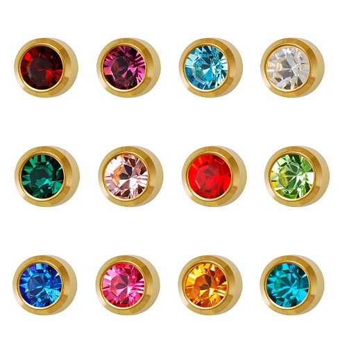 ASORTED BIRTHSTONEСерьги для прокола в Завальцовке, смешанная дюжина