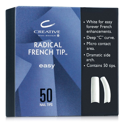 "RADICAL FRENCH TIPS №1" - Типсы с микроконтактной зоной, для французского маникюра, белые, №1, 50шт.