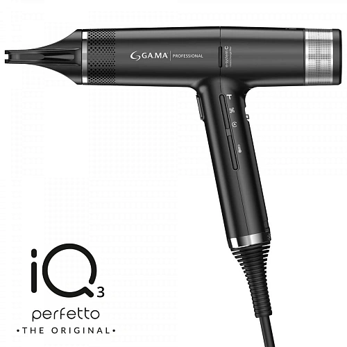 Электрофен для волос Ga.ma - IQ3 Perfetto с турбо кнопкой, 120 000 оборотов, черный (арт. PH6080.BK)