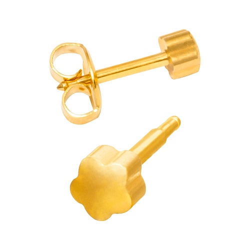 Серьги для прокола ЦВЕТОК  MIDI с позолотой