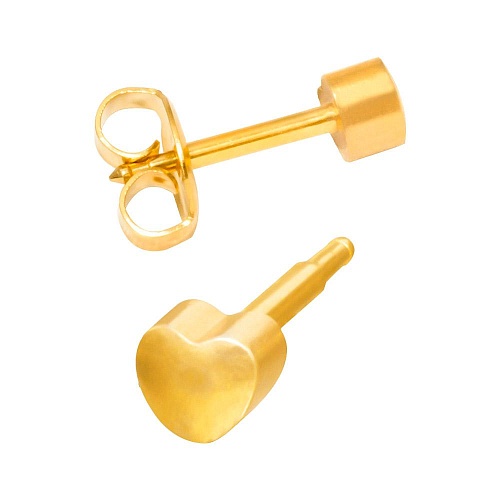 Серьги для прокола СЕРДЦЕ  MIDI с позолотой
