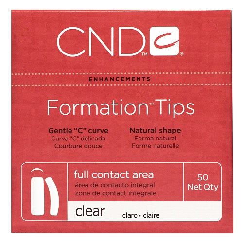 "FORMATION CLEAR TIPS №"3 - Типсы универсальные с мягким "С" изгибом, полной контактной зоной, прозрачные, №3, 50шт.