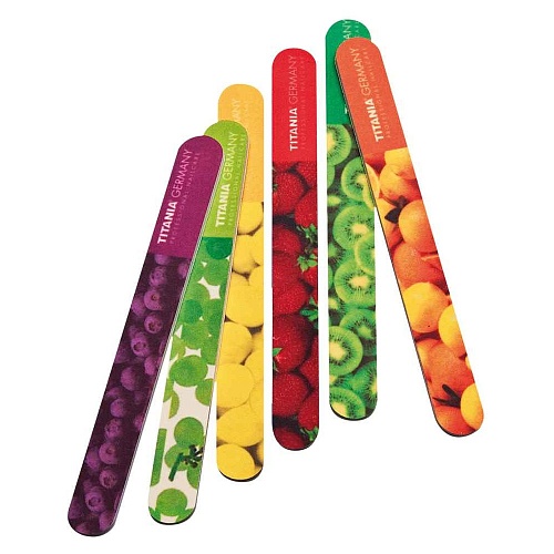 Пилочка для ногтей на мягкой основе, жесткость 180 и 220грит, длина 17,5см. (фруктовые мотивы)