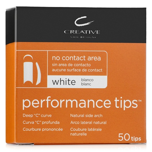 "PERFORMANCE WHITE TIPS №10" - Типсы без контактной зоны, не требующие длительного подпиливания, белые, №10, 50шт.
