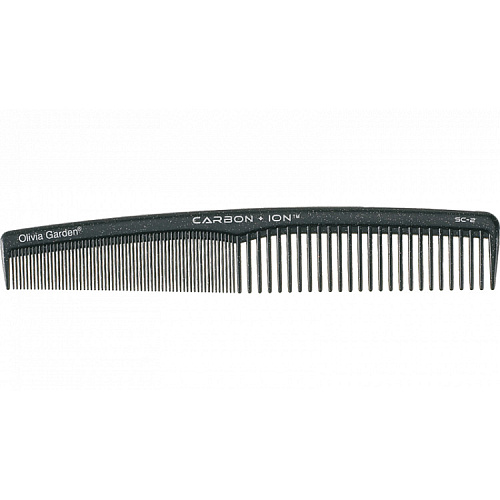 Olivia Garden Carbon+ Ion Comb Sc - 2 - расческа скошенная редкозубая, 20 см.