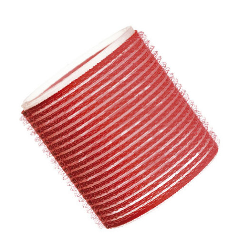 Бигуди на липучках, 3шт, длина 6,3см, диаметр 60мм, красные