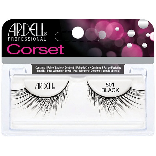 Ресницы подиумные "CORSET" с перекрестным плетением ресничек, модель №501, чёрные.