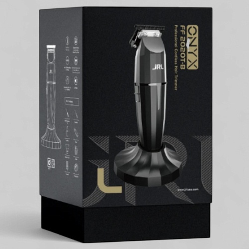 ONYX PROFESSIONAL CORDLESS HAIR TRIMMER BLACK-МАШИНКА ДЛЯ СТРИЖКИ ВОЛОС "JRL ONYX CORDLESS BLACK"  /ОКАНТОВОЧНАЯ, ЦВЕТ - ЧЕРНЫЙ/ роторный мотор, 8200 об/мин), T-образный ножевой блок "ONYX EZ-GAP M" 40мм, 5 насадок: 1,5 мм-10мм, 3.5ч работ