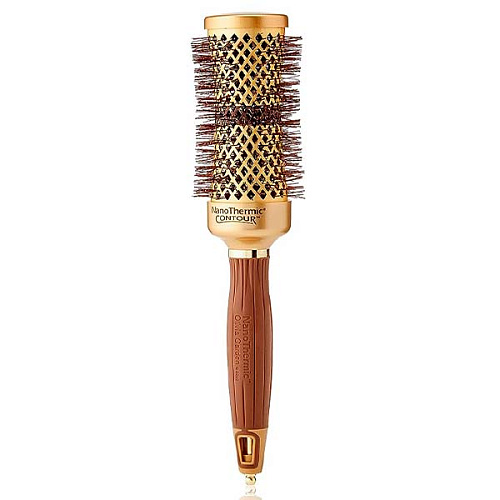 Olivia Garden Expert Blowout Curl Wavy Bristles Gold & Brown - термобрашинг для волос, коричневый, 45 мм.