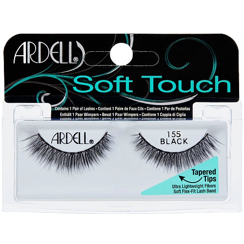 Ресницы подиумные "SOFT TOUCH", ультра-лёгкие, ультра-мягкие с заострёнными кончиками, модель №155, чёрные.