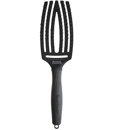 Olivia Garden Fingerbrush Medium - массажная щётка, черная, 27 см.