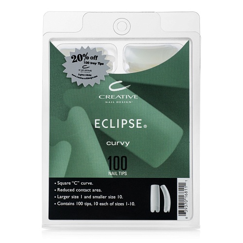 "ECLIPS TIPS" - Типсы с выраженной боковой аркой, для ногтей с глубокими боковыми стенками, натурального цвета, ассорти, 100шт.