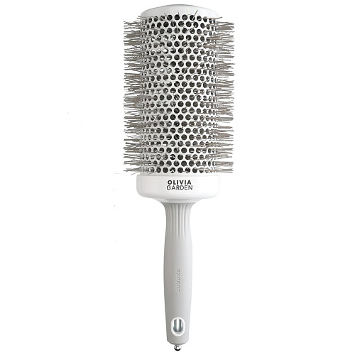 Olivia Garden Expert Blowout Speed Wavy Bristles White & Grey 65 - термобрашинг для волос серый, 65 мм.